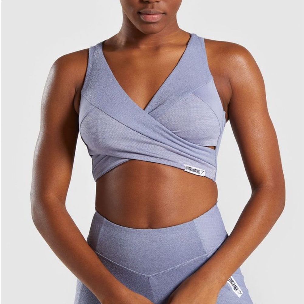 GYMSHARK blue true texture sports bra